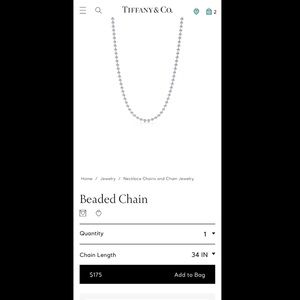 Tiffany & Co. 925 Sterl Silver Bead Necklace 34 in